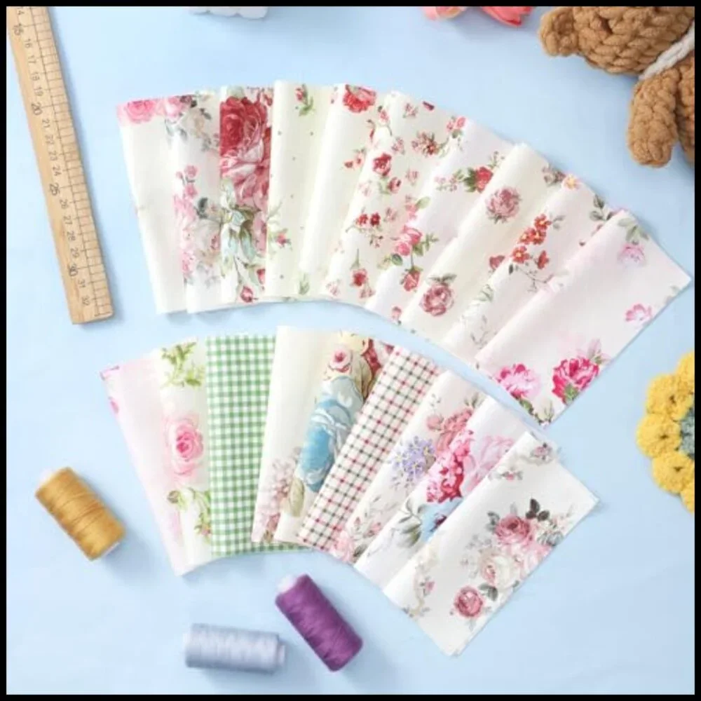 Vintage Floral Quilting Fabric Squares Cotton Pre-Cut Patchwork DIY Crafts